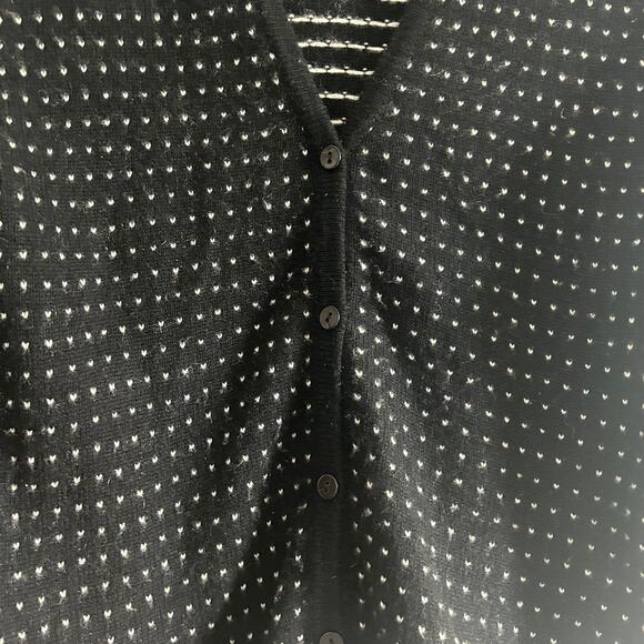 Ardi K Designer Collection 100% Cashmere Cardigan – Black/White Dot Knit –Size L - Picture 4 of 8
